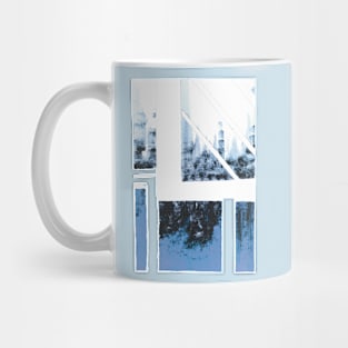 Blue Cityscape winter snowstorm Mug